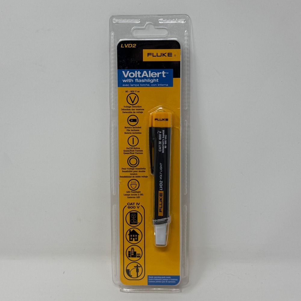 Fluke LVD2 VoltAlert Non-Contact Voltage Detector with Flashlight 90V-600V AC